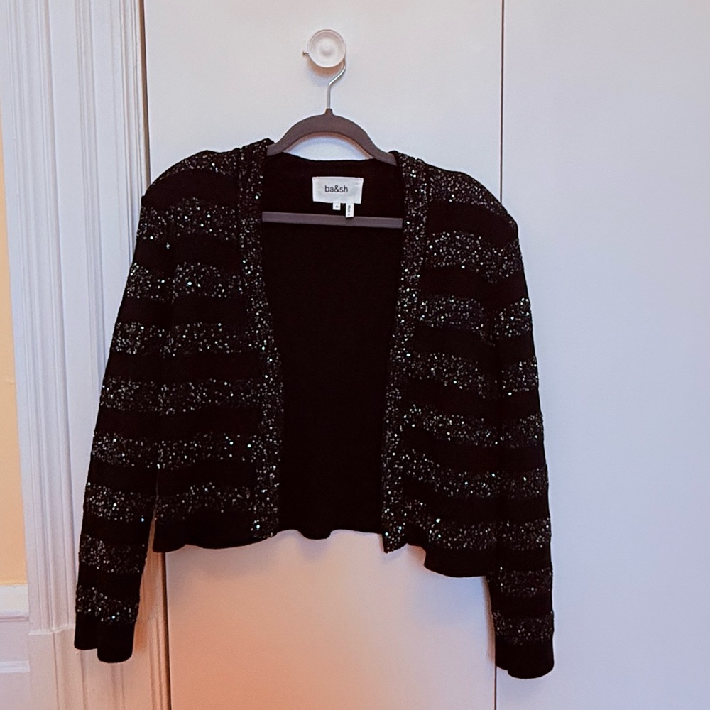 ba&sh Black and Silver Blazer with Shimmering Details